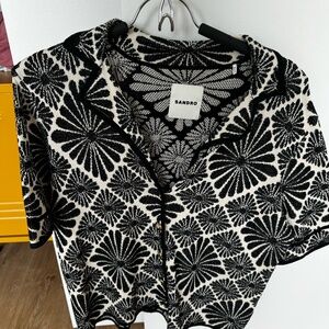 SANDRO FLORAL JACQUARD CARDIGAN/SHIRT